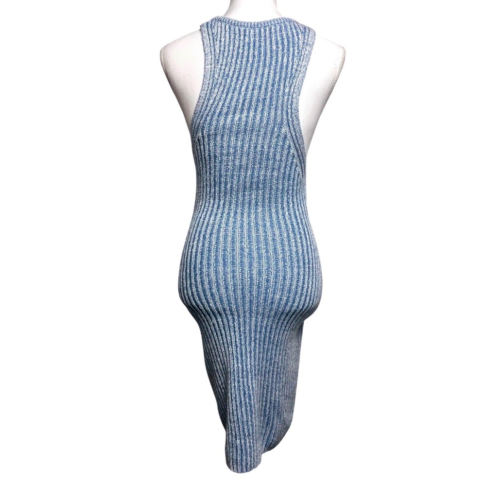 Urban Outfitters Y2K Blue White Ribbed Knit Sleeveless Bodycon Midi‎ Dress Large - Picture 7 of 15